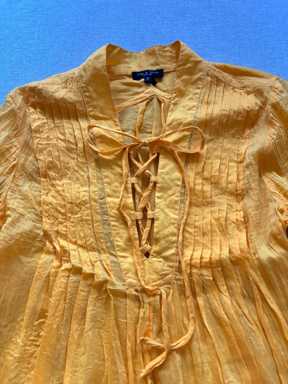 Rag & Bone yellow silk top. - Picture 3 of 11
